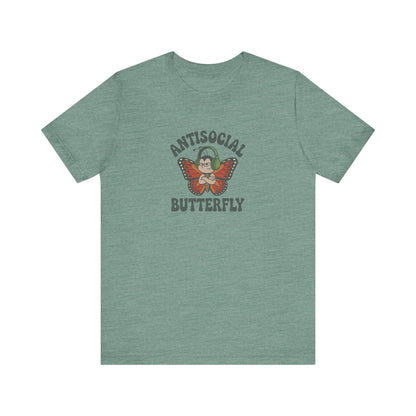 Antisocial Butterfly (Male) — Retro Workout Tee (Light)