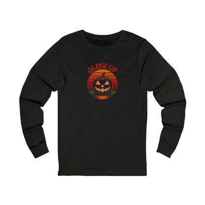 Halloween Glow Up Pumpkin — Retro Autumn Sunset Long Sleeve (Dark)
