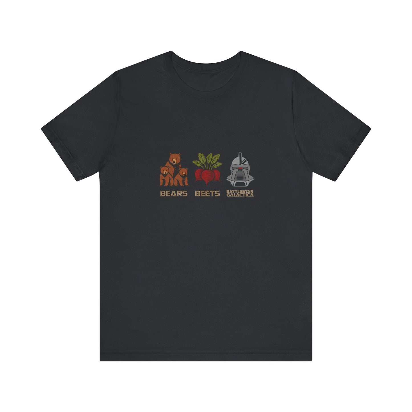 Bears, Beets, Battlestar (Captions) — Retro Tee (Dark)