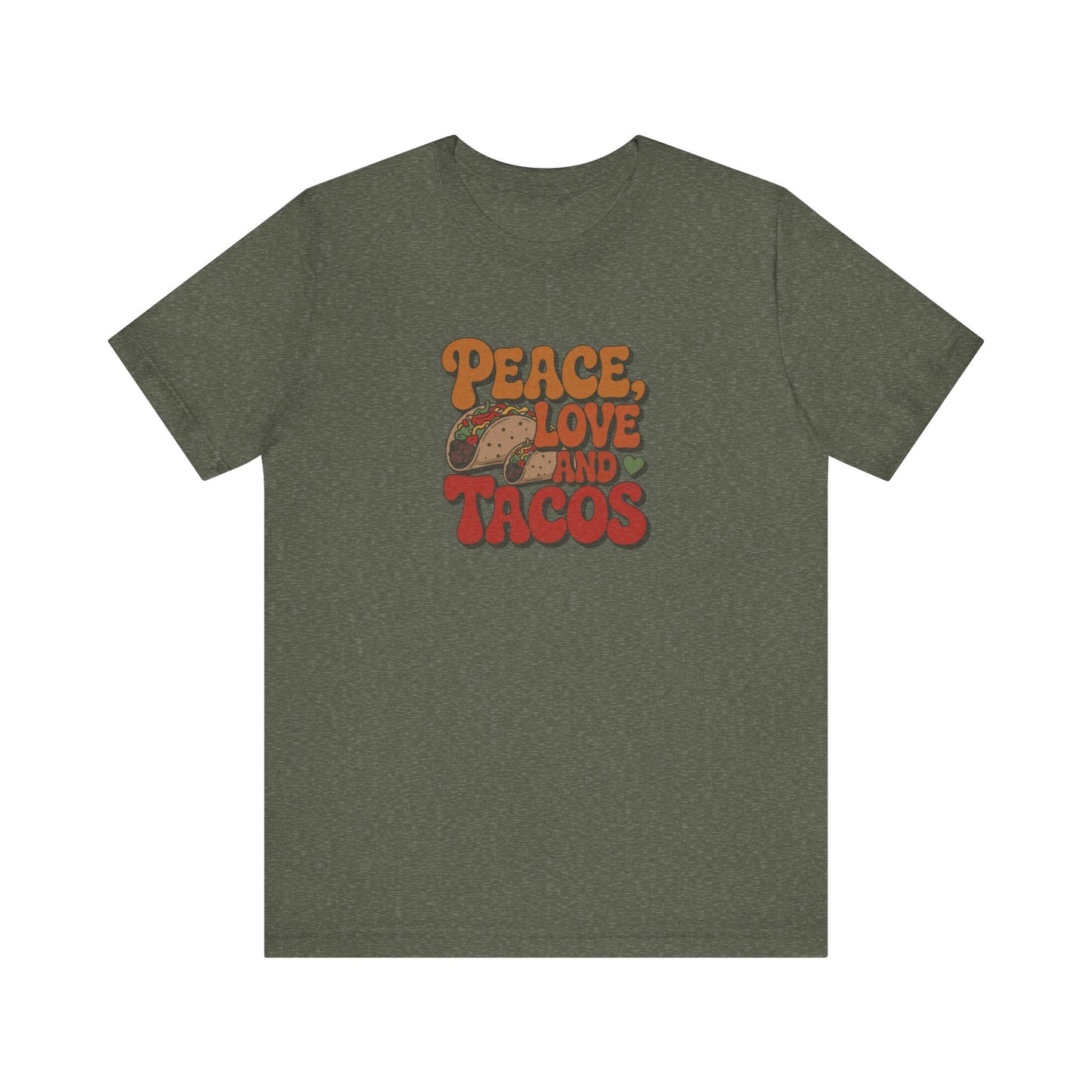 Peace, Love, and Tacos — Retro Foodie Tee (Dark)