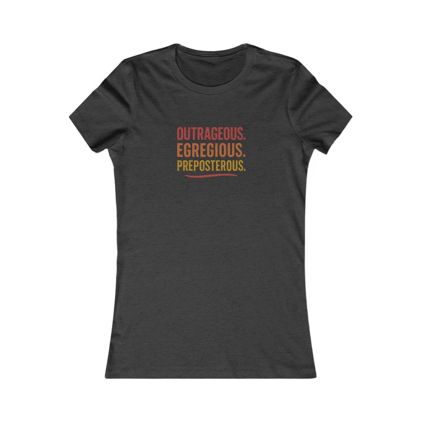 Outrageous Egregious Preposterous (Warm Gradient) — Seinfeld Retro Women's Tee (Dark)