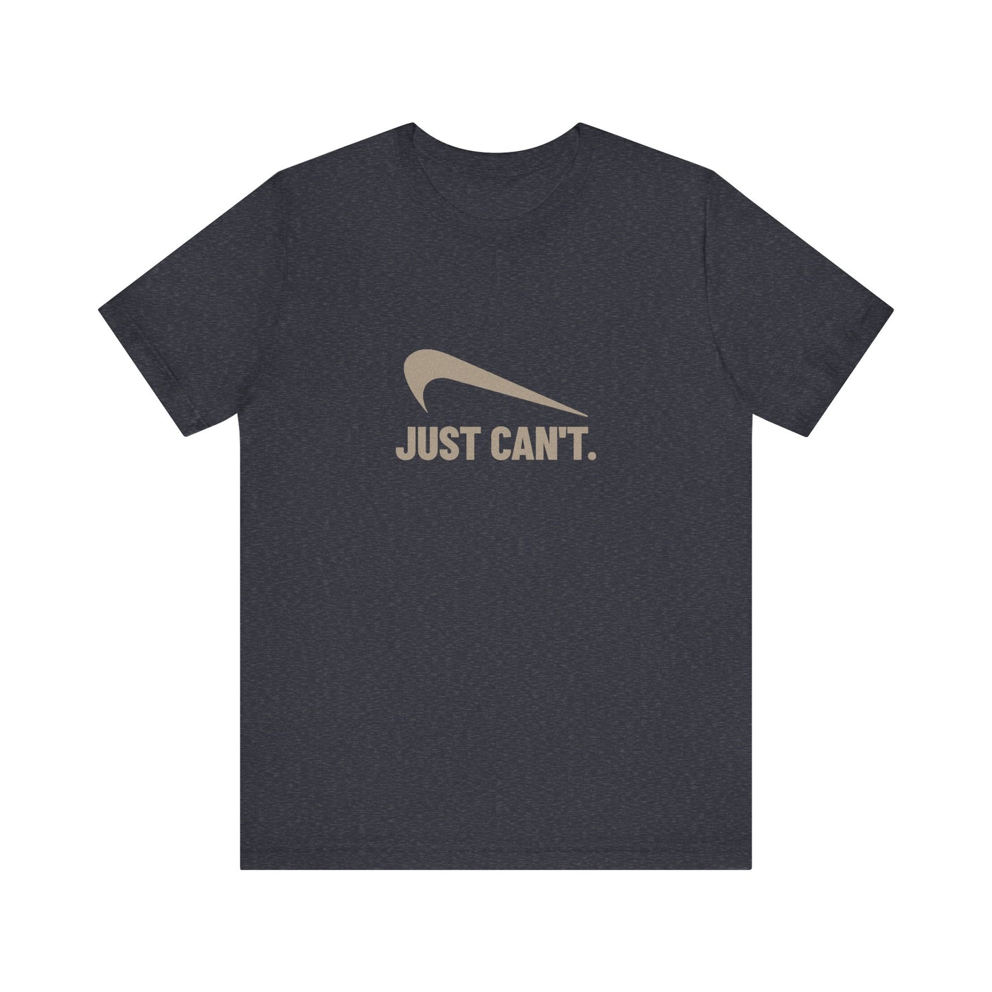 Just Can’t Athletic Parody — Retro Workout Tee (Dark)