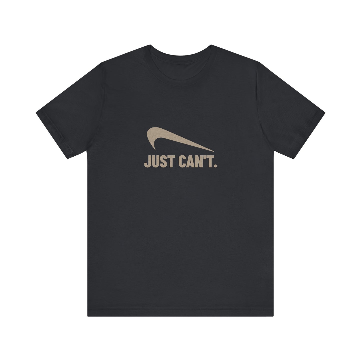 Just Can’t Athletic Parody — Retro Workout Tee (Dark)