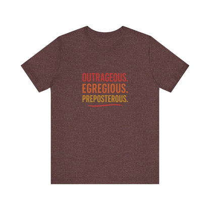 Outrageous Egregious Preposterous (Warm Gradient) — Seinfeld Retro Tee (Dark)