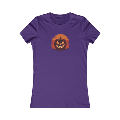 Retro Jack: Sliced Sunset — Halloween Sunset Women's Tee (Dark)