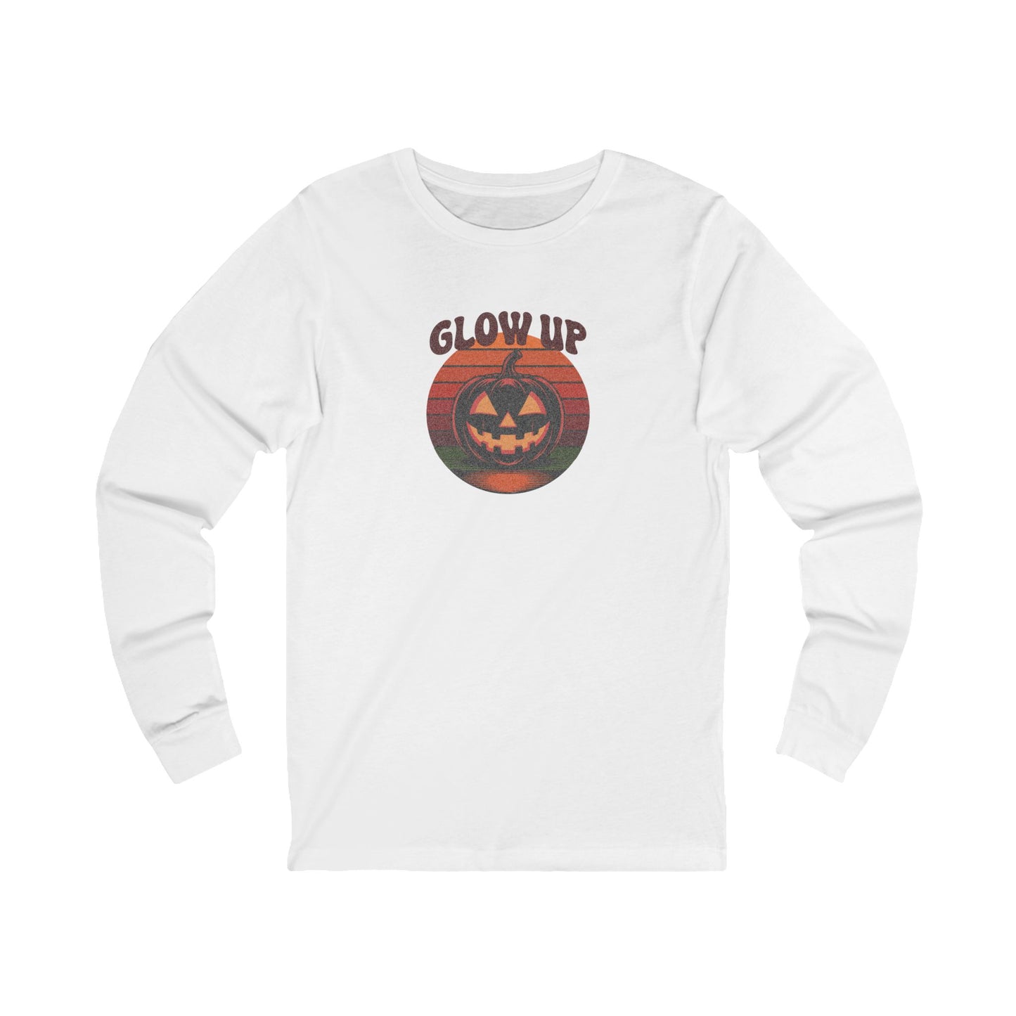 Halloween Glow Up Pumpkin — Retro Autumn Sunset Long Sleeve (Light)