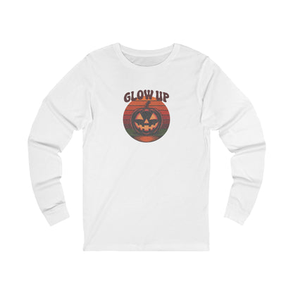 Halloween Glow Up Pumpkin — Retro Autumn Sunset Long Sleeve (Light)
