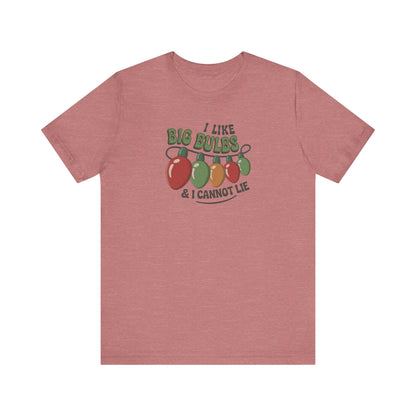 I Like Big Bulbs and I Cannot Lie — Christmas Lights Retro Tee (Light)
