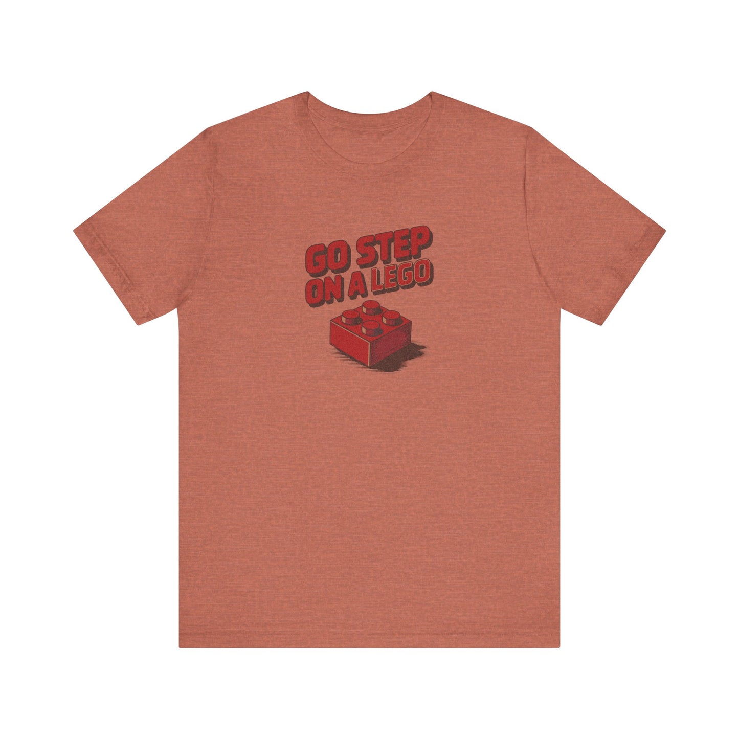 Go Step on a LEGO — Red Plastic Brick Retro Tee (Light)