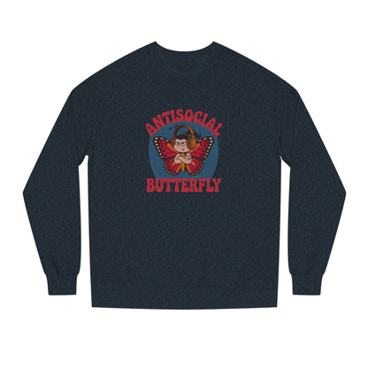 Antisocial Butterfly (Female) — Retro Workout Sweatshirt (Dark)