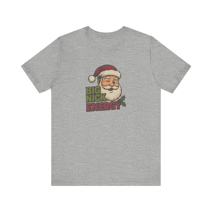 Big Nick Energy — Retro Santa Christmas Tee (Light)