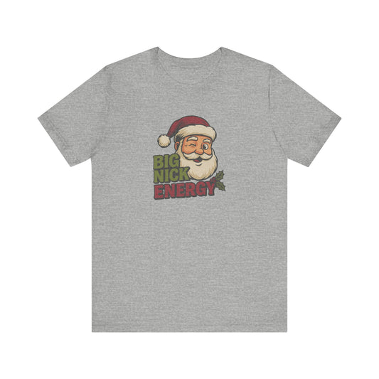 Big Nick Energy — Retro Santa Christmas Tee (Light)