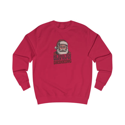 He Sees You When You're Drinking — Judgmental Santa Sweatshirt (Light)