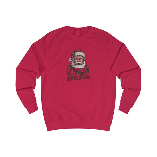 He Sees You When You're Drinking — Judgmental Santa Sweatshirt (Light)