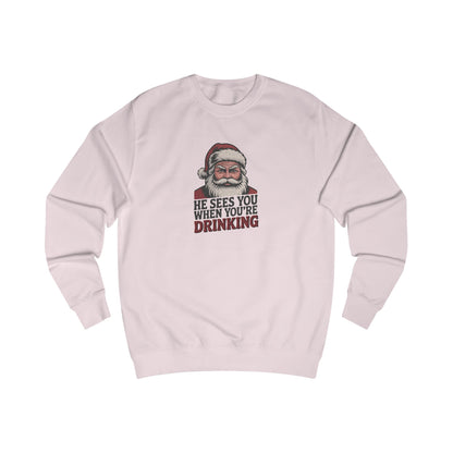 He Sees You When You're Drinking — Judgmental Santa Sweatshirt (Light)