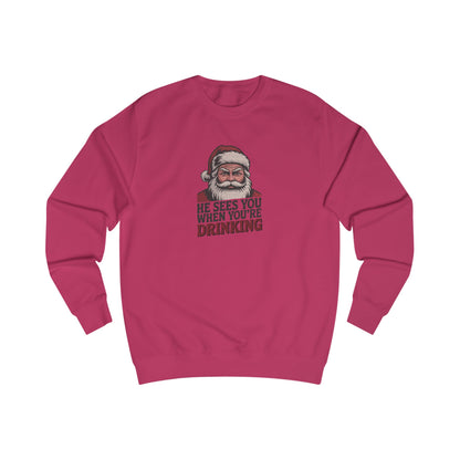 He Sees You When You're Drinking — Judgmental Santa Sweatshirt (Light)