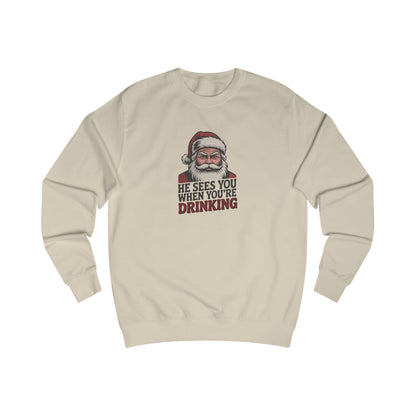 He Sees You When You're Drinking — Judgmental Santa Sweatshirt (Light)