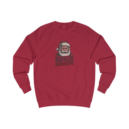 He Sees You When You're Drinking — Judgmental Santa Sweatshirt (Light)