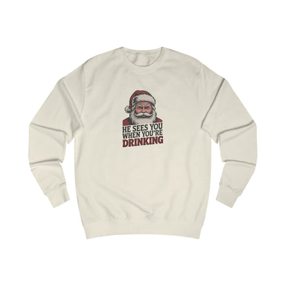 He Sees You When You're Drinking — Judgmental Santa Sweatshirt (Light)