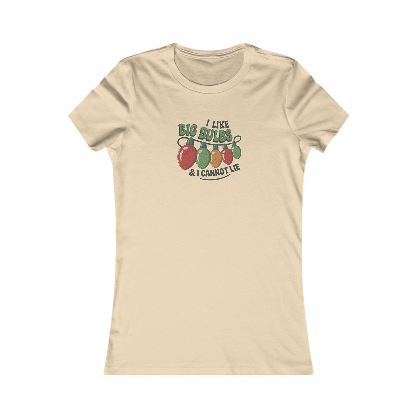 I Like Big Bulbs and I Cannot Lie — Christmas Lights Retro Women's Tee (Light)