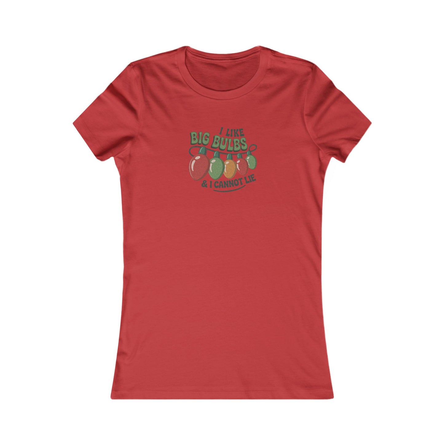 I Like Big Bulbs and I Cannot Lie — Christmas Lights Retro Women's Tee (Light)