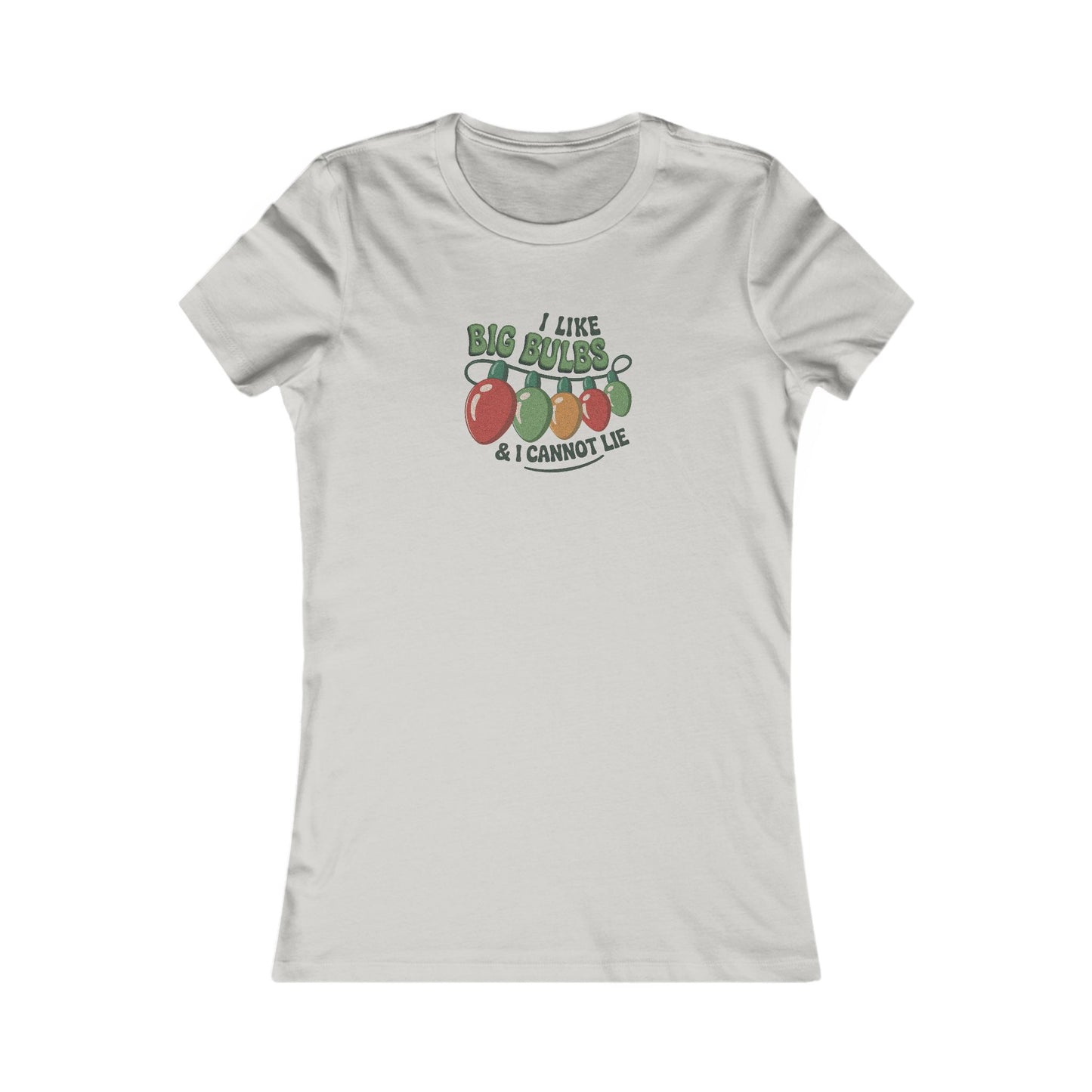 I Like Big Bulbs and I Cannot Lie — Christmas Lights Retro Women's Tee (Light)