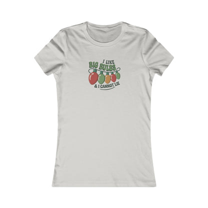 I Like Big Bulbs and I Cannot Lie — Christmas Lights Retro Women's Tee (Light)