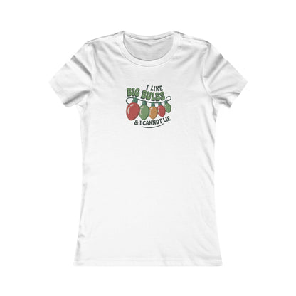 I Like Big Bulbs and I Cannot Lie — Christmas Lights Retro Women's Tee (Light)