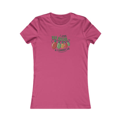 I Like Big Bulbs and I Cannot Lie — Christmas Lights Retro Women's Tee (Light)