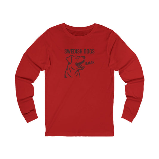 His Bjärk Is Worse Than His Bite – Minimalist Dog Pun Retro Long Sleeve (Light)