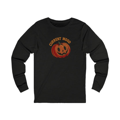 Current Mood (Cute Pumpkin) — Retro Halloween Long Sleeve (Dark)