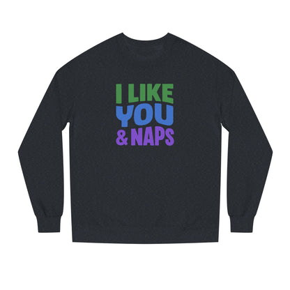 I Like You & Naps (Cool Gradient) — Retro Loungewear Sweatshirt (Dark)