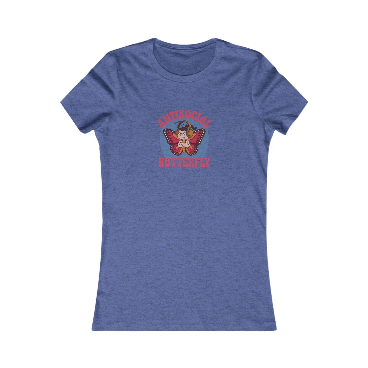 Antisocial Butterfly (Female) — Retro Workout Women's Tee (Dark)