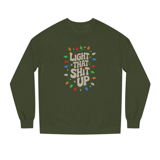 Light That Sh!t Up — Retro Christmas Lights Sweatshirt (Dark)