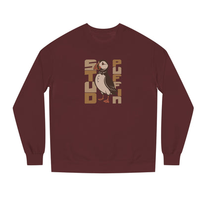 Stud Puffin, Licensed to Chill – Spy-Bird Retro Sweatshirt (Dark)