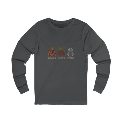 Bears, Beets, Battlestar (Captions) — Retro Long Sleeve (Dark)