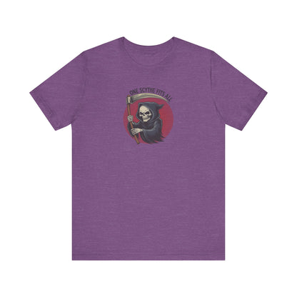 One Scythe Fits All — Grim Reaper Retro Tee (Light)