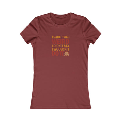 It's Weird, But I'm Interested (Colorful) — Retro Women's Tee (Dark)