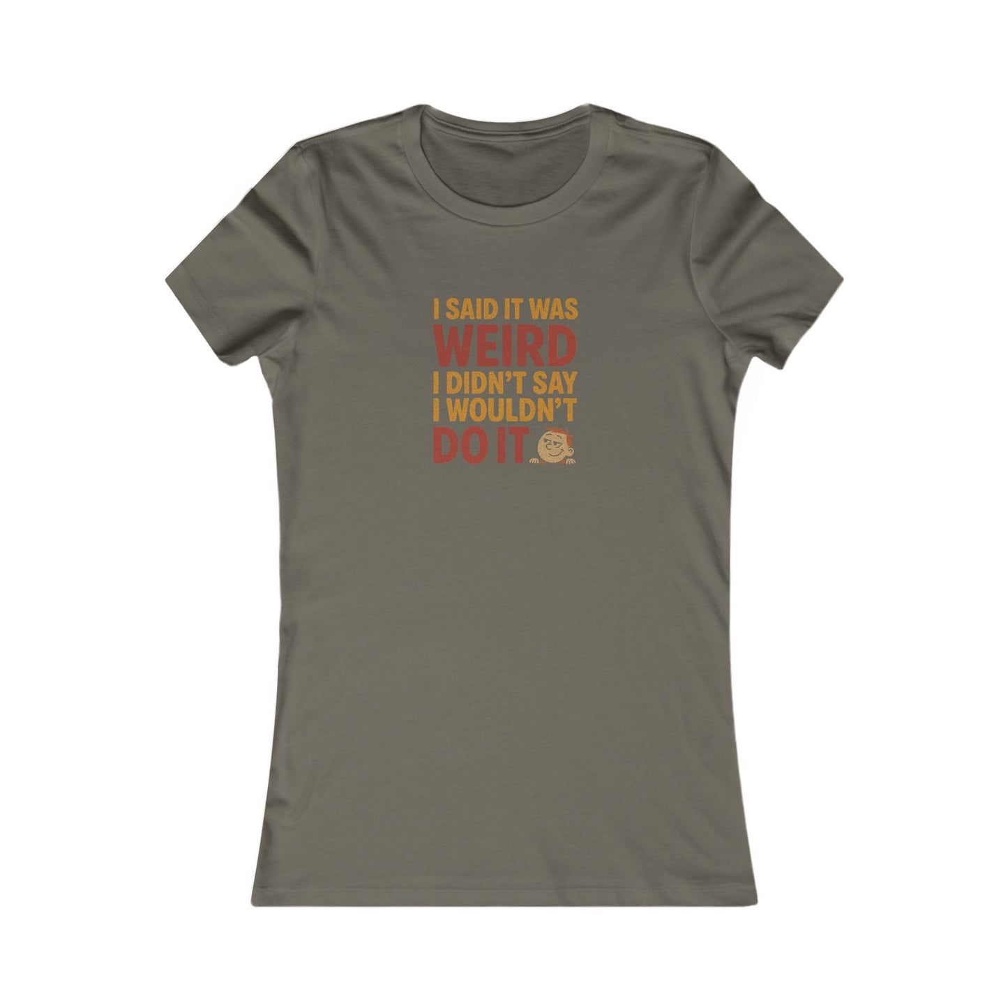 It's Weird, But I'm Interested (Colorful) — Retro Women's Tee (Dark)