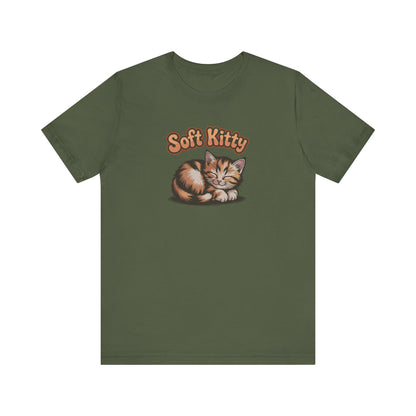 Soft Kitty Sick-Day Lullaby — Big Bang Theory Retro Tee (Dark)
