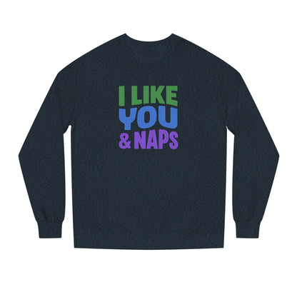 I Like You & Naps (Cool Gradient) — Retro Loungewear Sweatshirt (Dark)