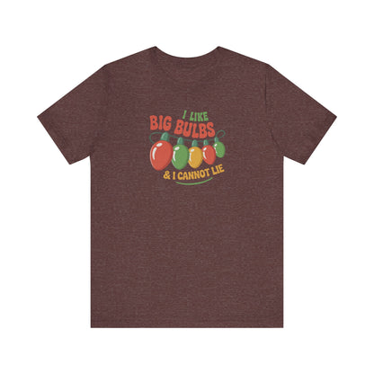 I Like Big Bulbs and I Cannot Lie — Christmas Lights Retro Tee (Dark)