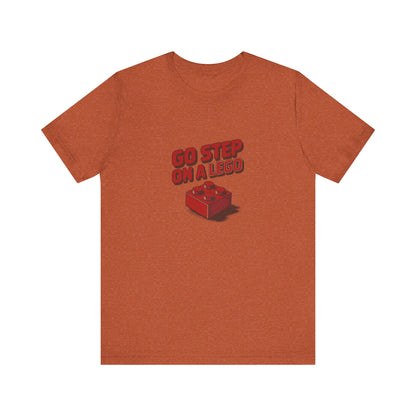 Go Step on a LEGO — Red Plastic Brick Retro Tee (Light)