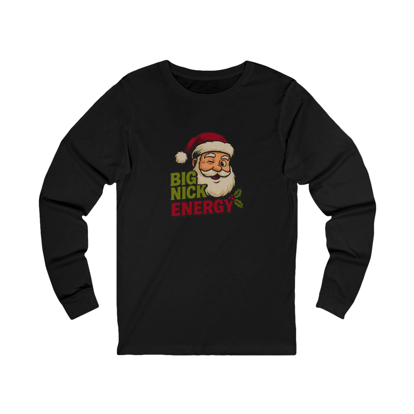 Big Nick Energy — Retro Santa Christmas Long Sleeve (Dark)