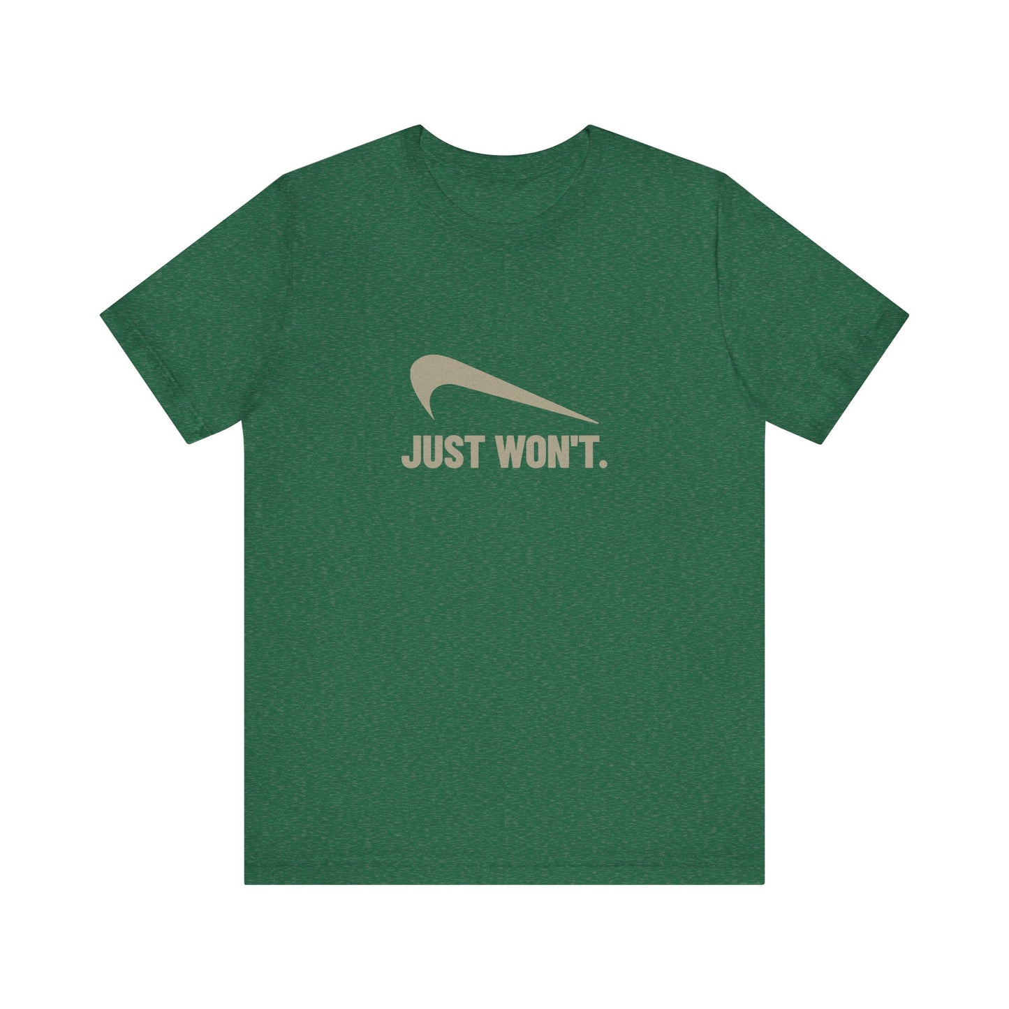 Just Won’t Athletic Parody — Retro Workout Tee (Dark)