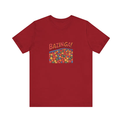 Bazinga! Ball Pit — Big Bang Theory Retro Tee (Dark)