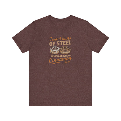 Buns of Steel (and Cinnamon) — Workout Retro Tee (Dark)