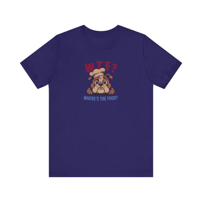 WTF? Where’s the Food? — Bulldog Chef Retro Tee (Dark)