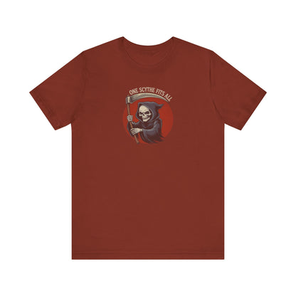 One Scythe Fits All — Grim Reaper Retro Tee (Dark)