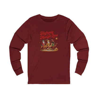 Highway to the Manger Zone — Top Gun-Inspired Christmas Long Sleeve (Dark)